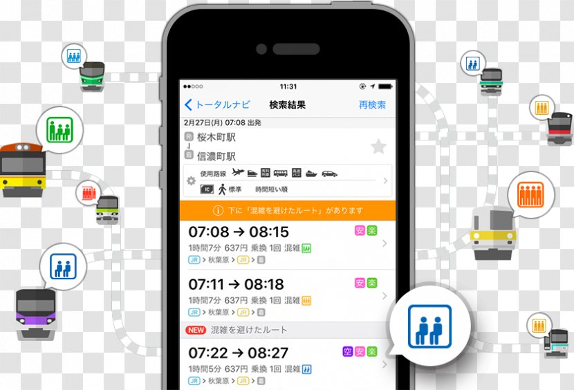 Train Electric Multiple Unit Smartphone Navitime Japan Commuting - Media Transparent PNG