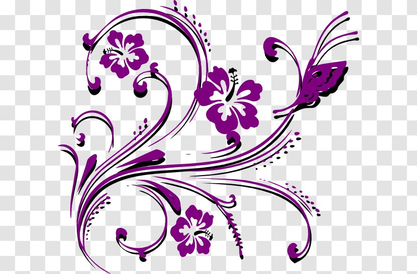 Butterfly Flower Violet Clip Art - Floral Design - Gold Card Cliparts Transparent PNG
