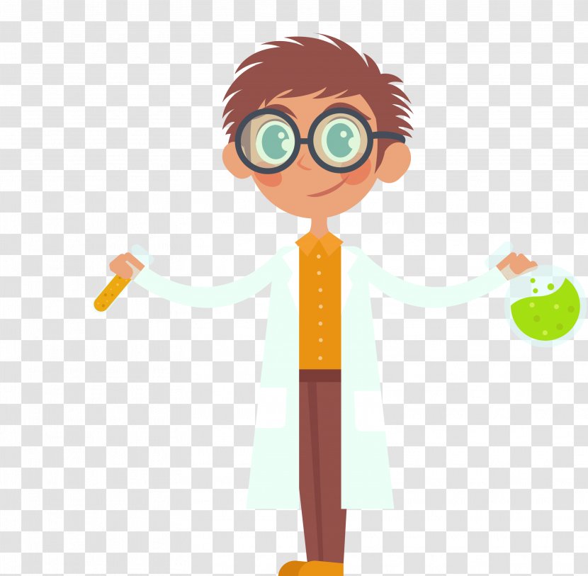 Experiment Scientist Laboratory Science - Vector Color Cartoon Research Little Boy Transparent PNG