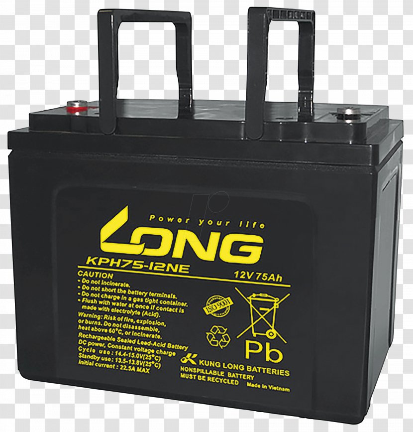 Lead–acid Battery Rechargeable Electric VRLA Kung Long Blei-Gel-Akku KPH75-12NE - Heart - Acid Transparent PNG