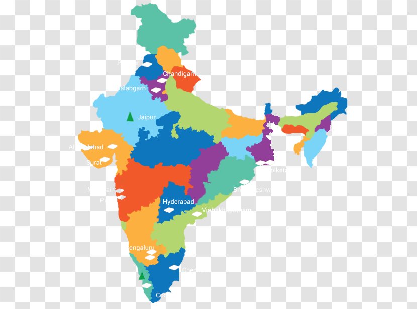 States And Territories Of India Vector Map - Plan Transparent PNG