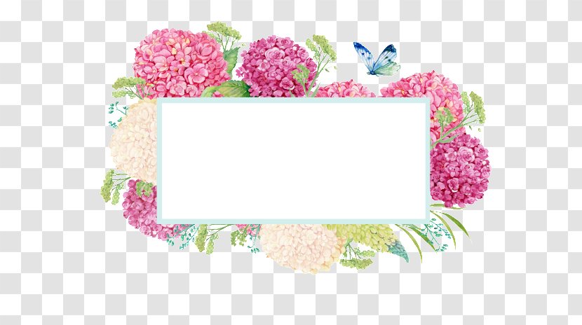 Floral Design Picture Frames Wallpaper Graphic - Hydrangea Border Transparent PNG