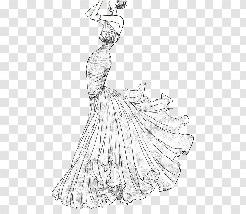 Wedding Dress Drawing Formal Wear - Cartoon Transparent PNG