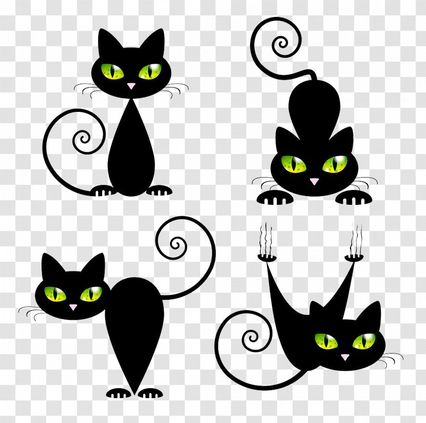 Siamese Cat Kitten Felidae Black - Whiskers - Cartoon Hand Painted Transparent PNG