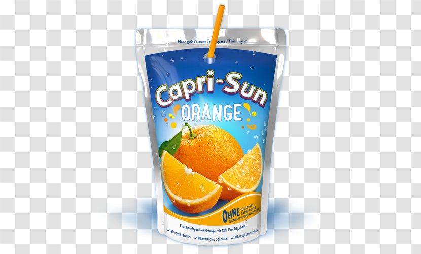 Orange Juice Capri Sun Fizzy Drinks - Citric Acid Transparent PNG