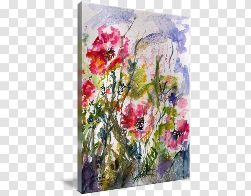Floral Design Watercolor Painting Gallery Wrap Art Flower - Wildflower - PAINTING PINK Transparent PNG