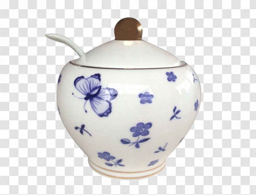 Jug Sugar Bowl Tea Ceramic Blue And White Pottery - Lid Transparent PNG