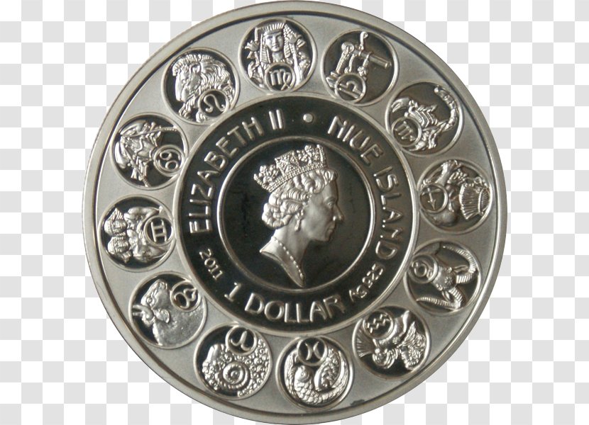 Silver Coin Zodiac Niue - Art Nouveau - Cancer Astrology Transparent PNG