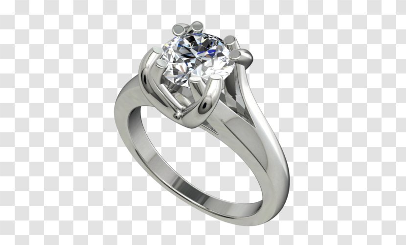 Wedding Ring Engagement Jewellery - Prong Setting - Model Transparent PNG