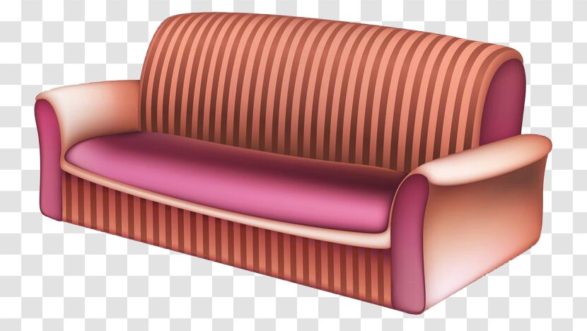 Furniture Living Room Bedroom Couch - Outdoor Sofa - Pink Striped Transparent PNG
