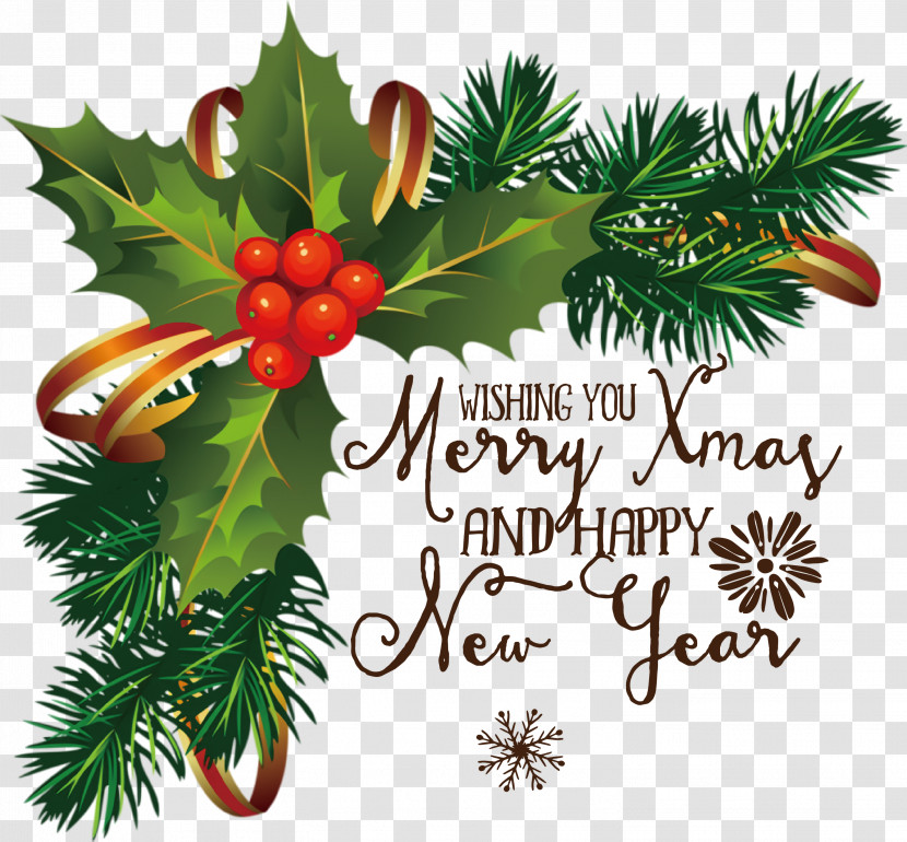 Merry Christmas Happy New Year Transparent PNG