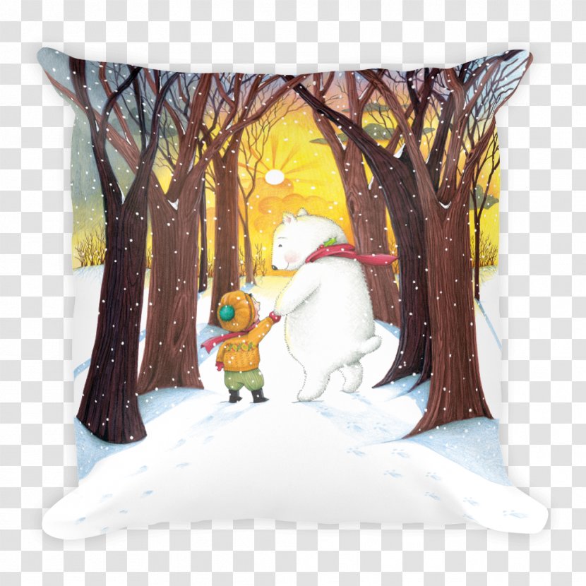 Throw Pillows Cushion Greeting & Note Cards Winter - Textile - Hand Painted Material Transparent PNG