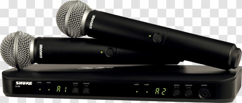 Wireless Microphone Shure SM58 SM57 Blx288pg58 Vocal Combo With Pg58 Handheld Microphones - Radio Receiver Transparent PNG