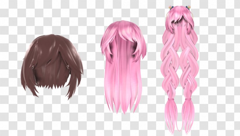 Wig Long Hair Bangs MikuMikuDance - Ponytail Transparent PNG