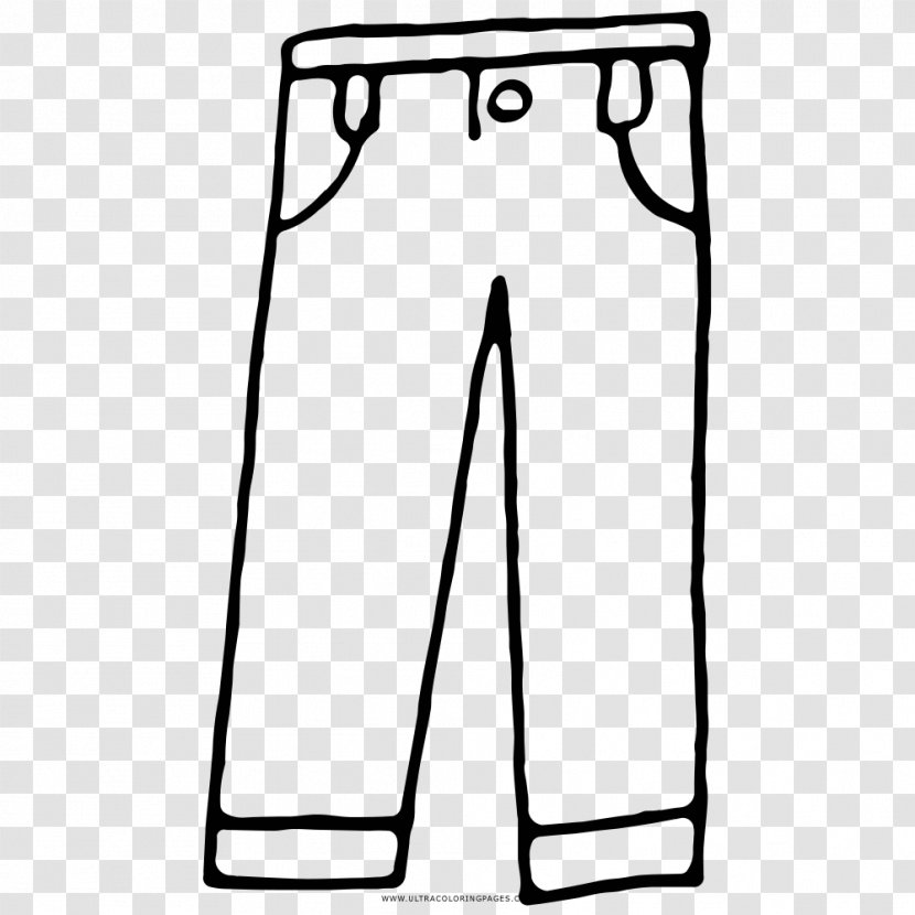 Pants Drawing Coloring Book Black And White Line Art - Rectangle - Jeans Transparent PNG