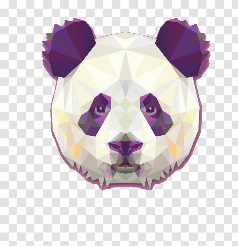 Giant Panda Bear Red Geometry Poster - Cuteness - Lattice Transparent PNG