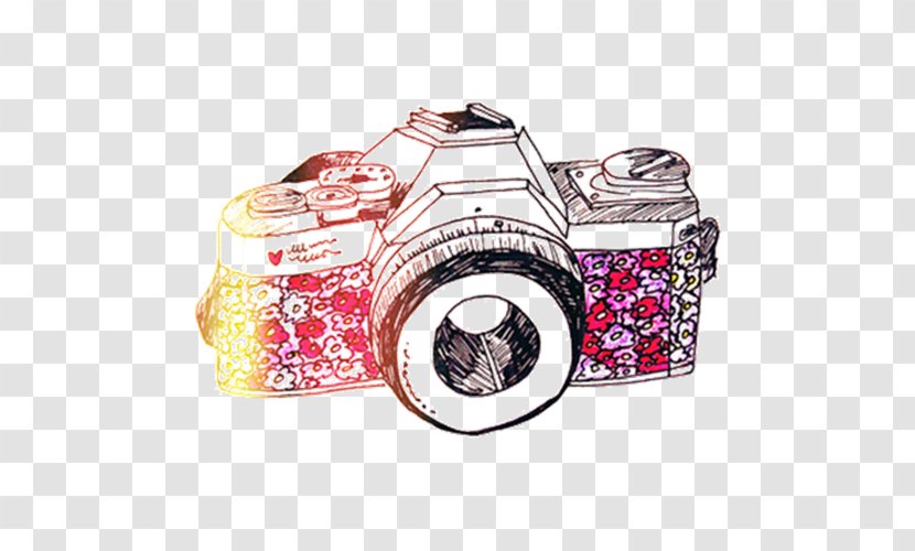 Camera Drawing Photography Clip Art - Brand - Beautiful Hand-painted Color Transparent PNG