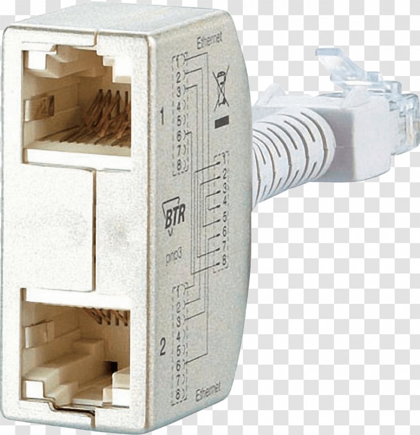 Registered Jack Category 5 Cable Cable-Sharing TAE Connector Patch - Electrical - Ethernet Transparent PNG