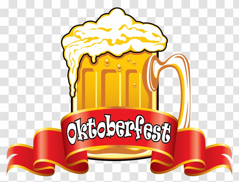 Oktoberfest Beer Glassware German Cuisine Clip Art - Draught - Red Banner With Clipart Image Transparent PNG