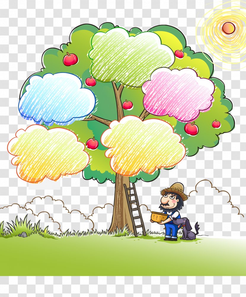 Euclidean Vector Drawing Photography - Flower - Cartoon Apple Tree Material Transparent PNG