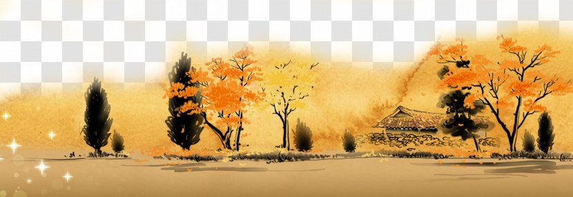 Landscape Painting - Tree - Ink Lake Decoration Free To Pull Material Transparent PNG