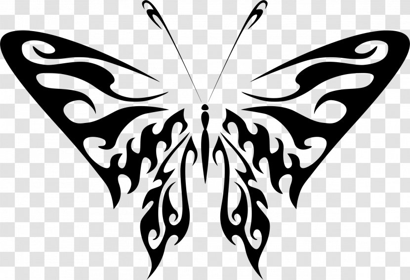 Stencil Clip Art - Monarch Butterfly - Black Transparent PNG