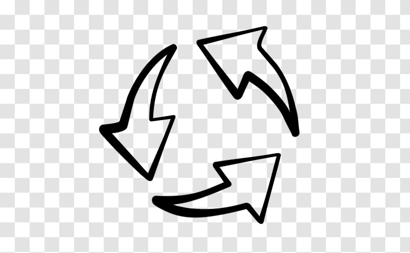 Three Arrows Recycling Symbol Clip Art - Black And White - Arrow Transparent PNG