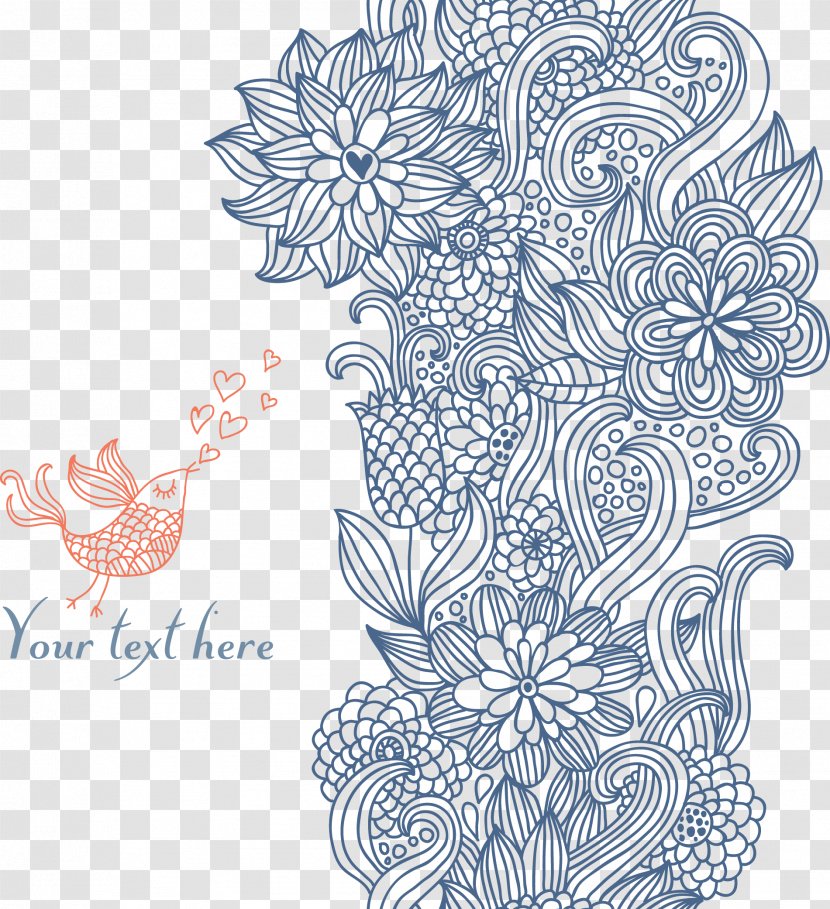 Drawing Line Art Illustrator Illustration - Doodle - Floral Decorative Pattern Transparent PNG