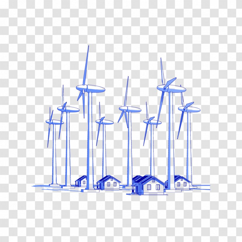 Wind Power Energy Turbine - Electricity Generation - Creative Pattern Vector Transparent PNG