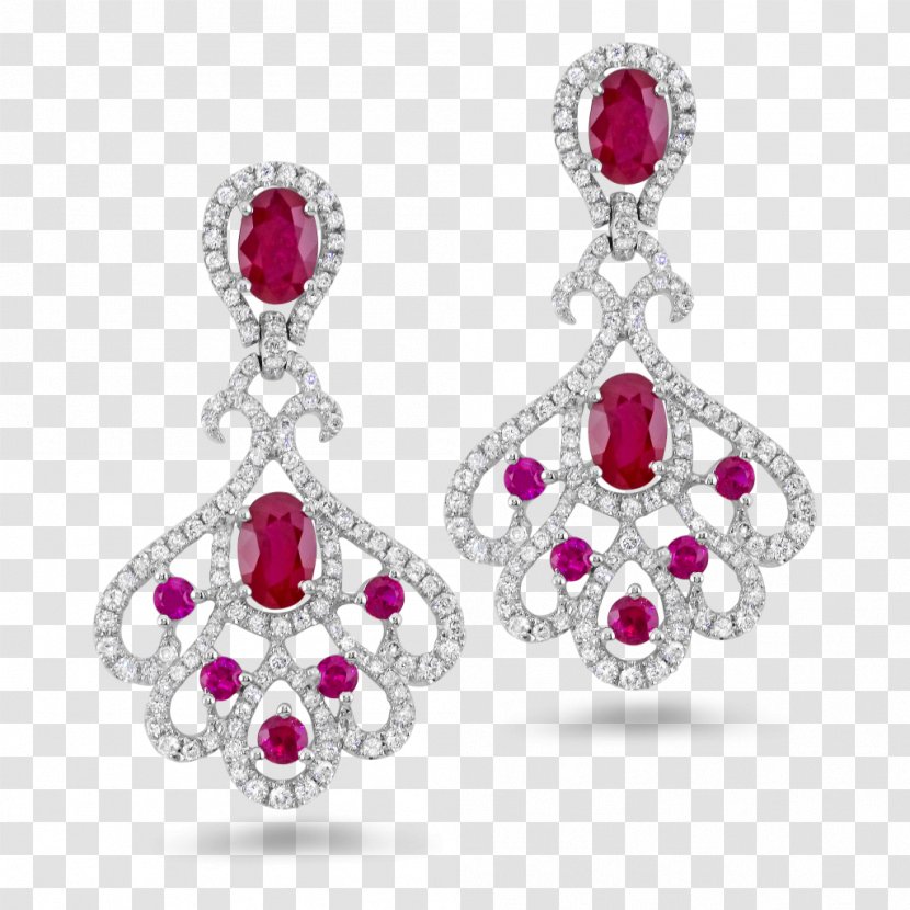 Earring Ruby Diamond Jewellery Carat - Gemstone Transparent PNG
