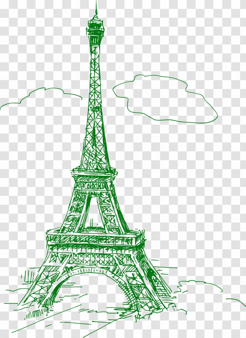 Eiffel Tower Drawing Wall Decal - Coloring Book Transparent PNG