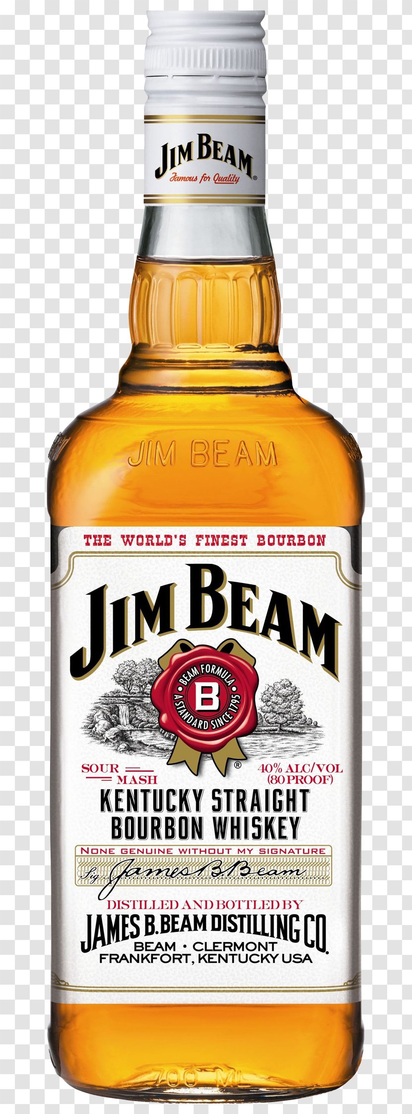 Bourbon Whiskey Distilled Beverage American Jim Beam White Label - Wine Transparent PNG