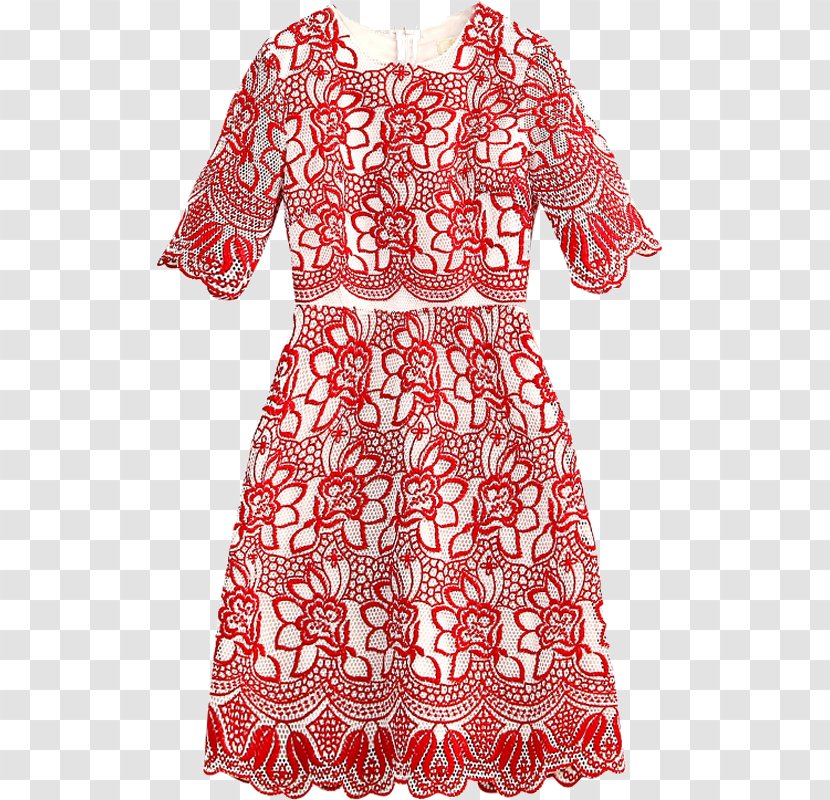 Lace Dress Fashion - Heart - Printed Red Transparent PNG