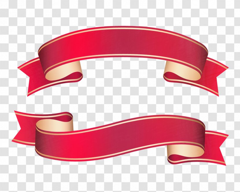 Ribbon Paper Web Banner Clip Art - Red Transparent PNG