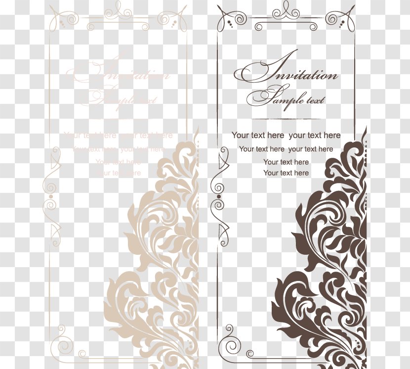 Wedding Invitation - Greeting Card - European And American Vintage Style Invitations Vector Pattern Transparent PNG