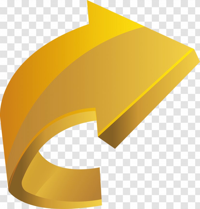 Arrow Download - Yellow - Golden Turn Transparent PNG