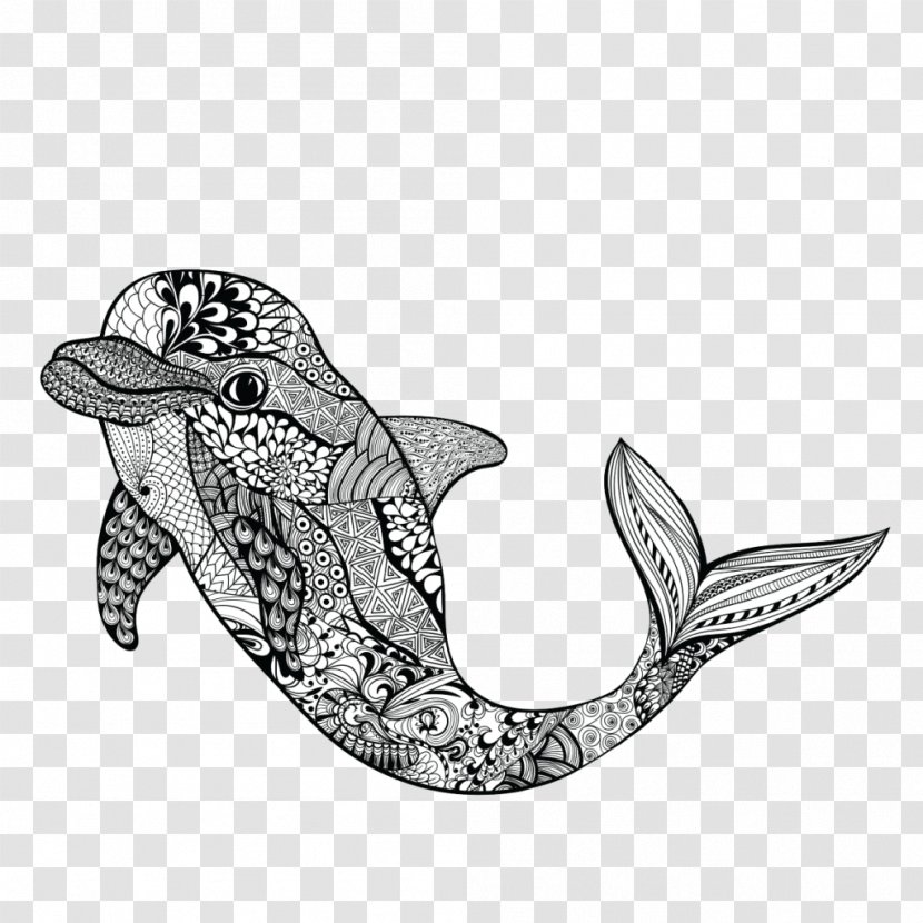 Zentangle Vector Graphics Dolphin Drawing Doodle - Mammal Transparent PNG