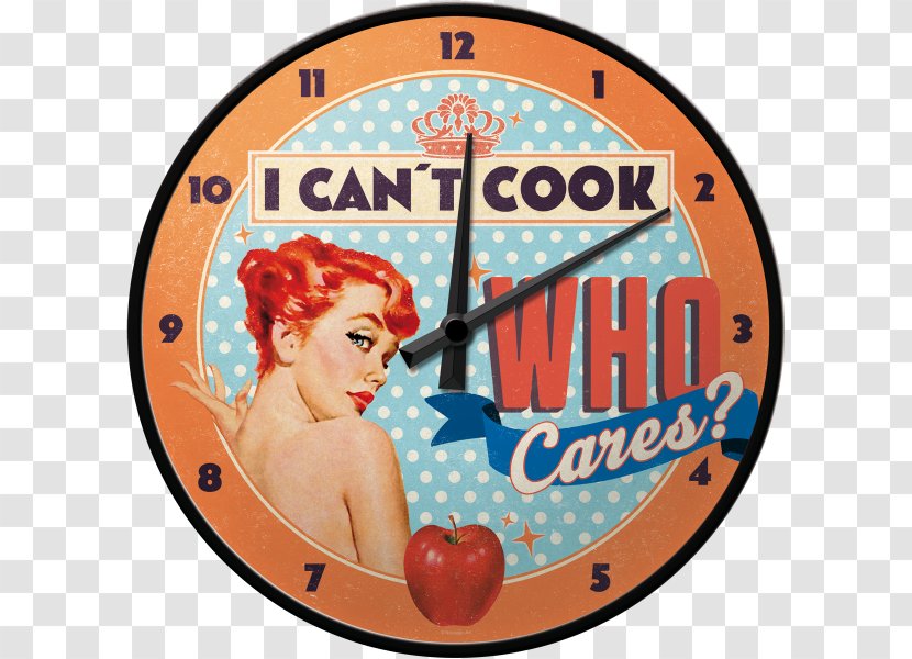 Wall Clocks Say It 50's Clock - Watercolor - I Can't Cook, Who Cares Glass Aaltje 3.5