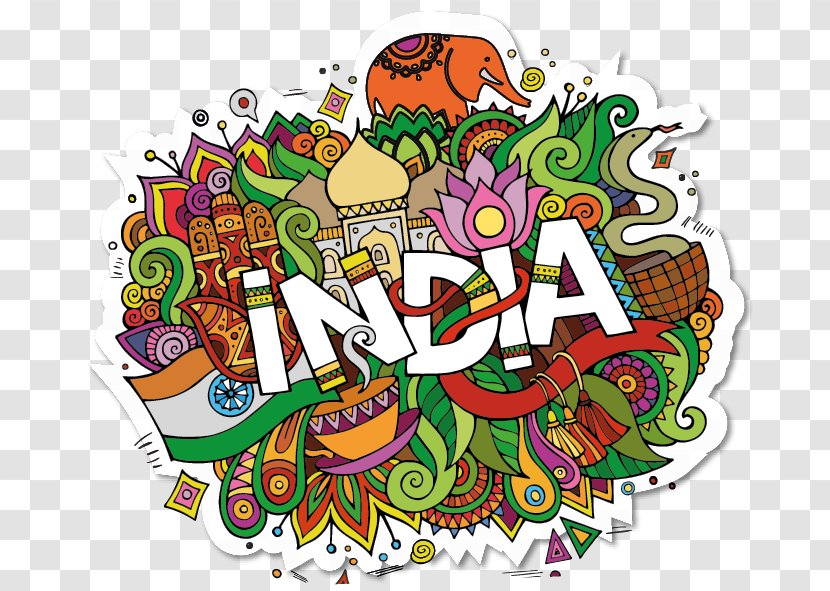 India Doodle Art Lettering Transparent PNG