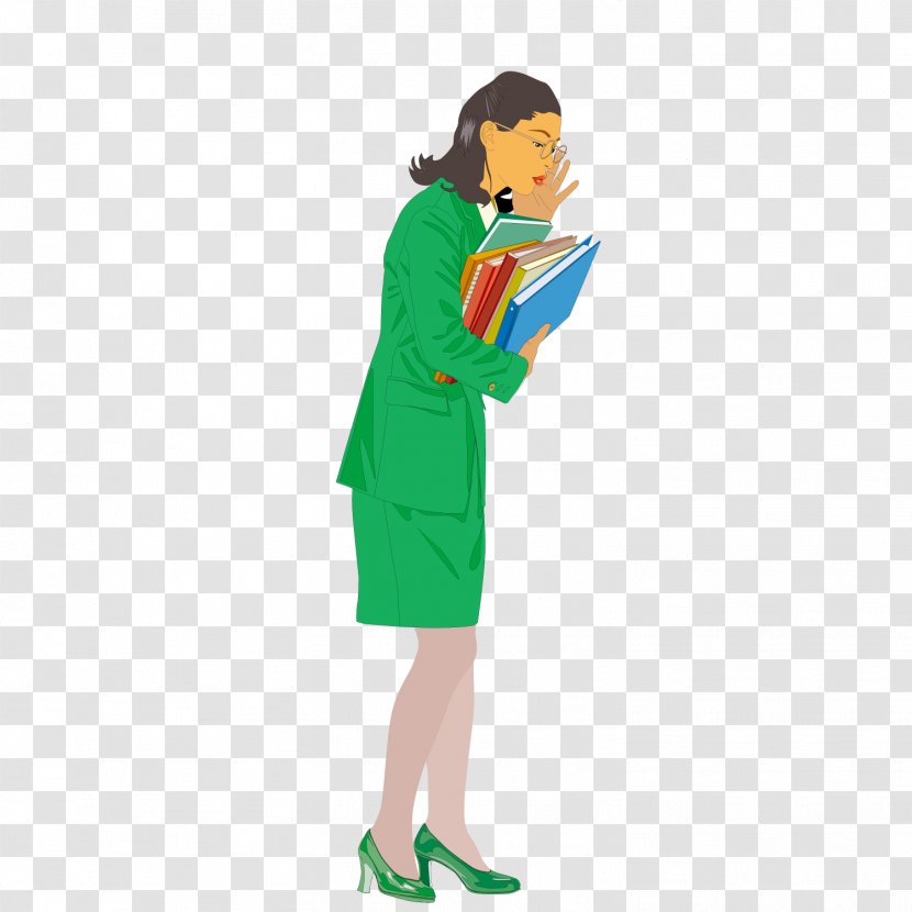 Woman Teacher Illustration - Flower - Green Suit Female Transparent PNG