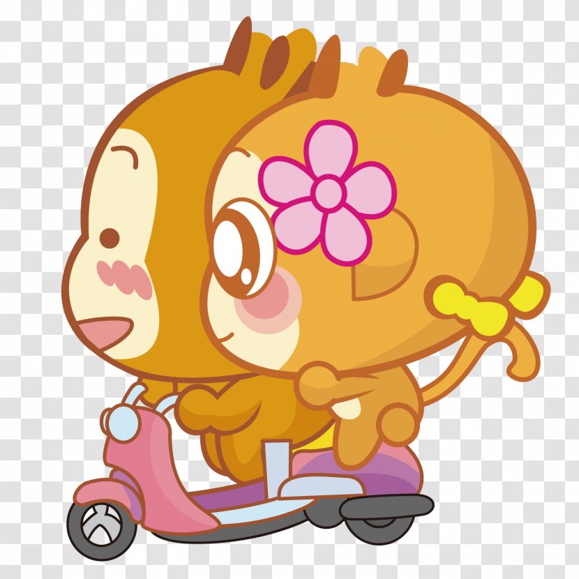 Cartoon Monkey - Art - Ride An Electric Car Transparent PNG