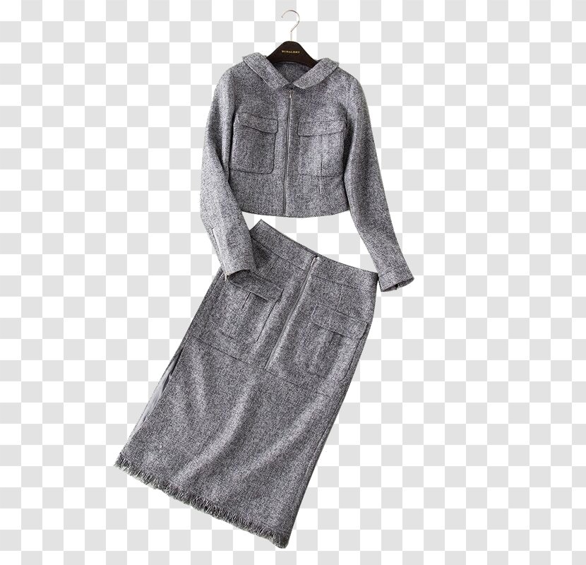 Fashion Grey Black And White Sleeve Dress - Day - Piece Gray Winter Transparent PNG