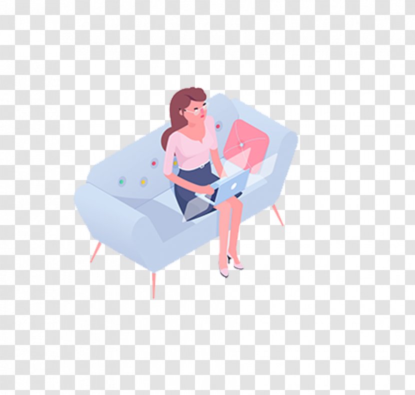 Digital Illustration Illustrator Creative Industries - Furniture - Flat Sofa Woman Transparent PNG