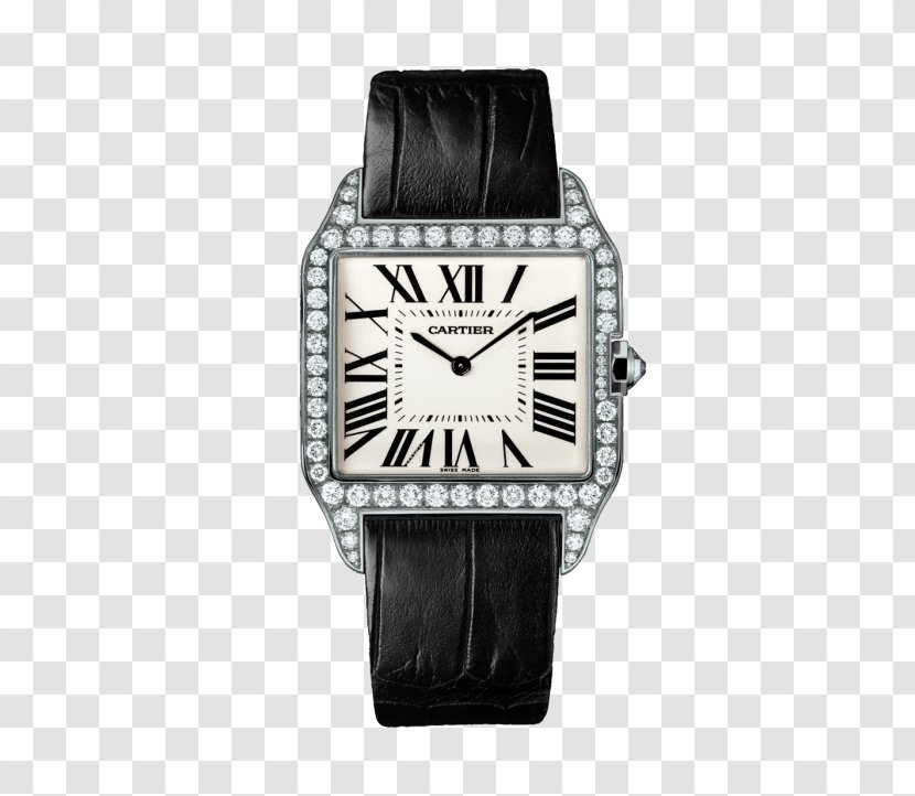 Cartier Santos Watch Brilliant Movement - Louis - Black Diamond Mechanical Male Table Transparent PNG