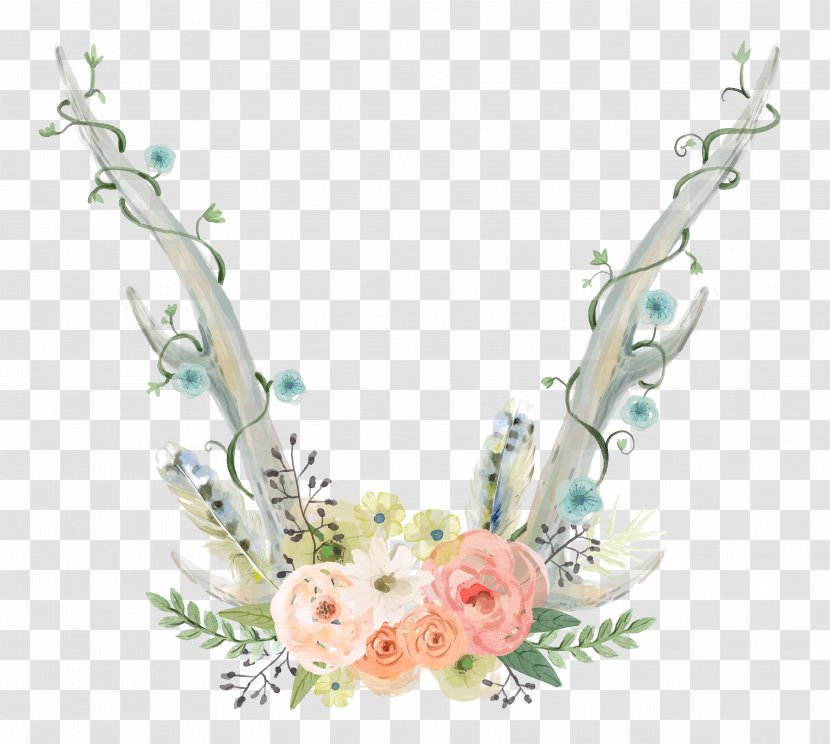 Watercolour Flowers Watercolor Painting Antler Clip Art - Drawing Tengman Wound Transparent PNG