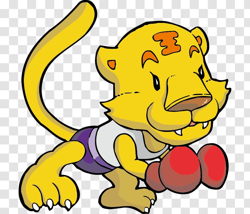 Tiger Lion Boxing Clip Art - Yellow - Cartoon Transparent PNG