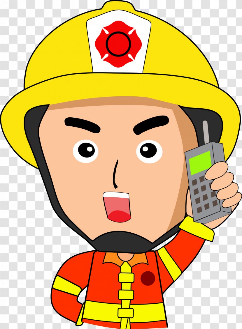 Firefighter Cartoon Firefighting - Happiness - Communicator And Firefighters Transparent PNG