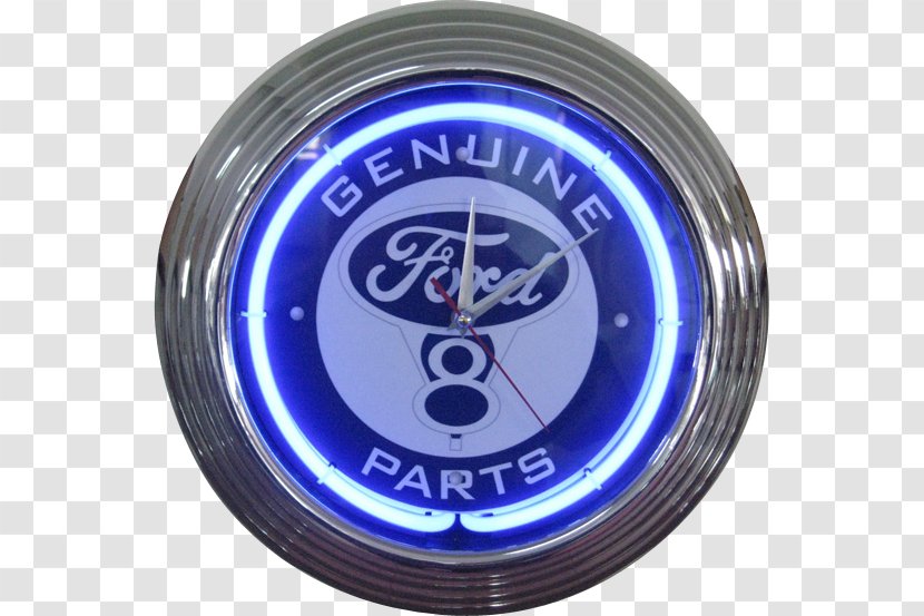 Ford Mustang Motor Company Neon Sign Clock - Blue Transparent PNG