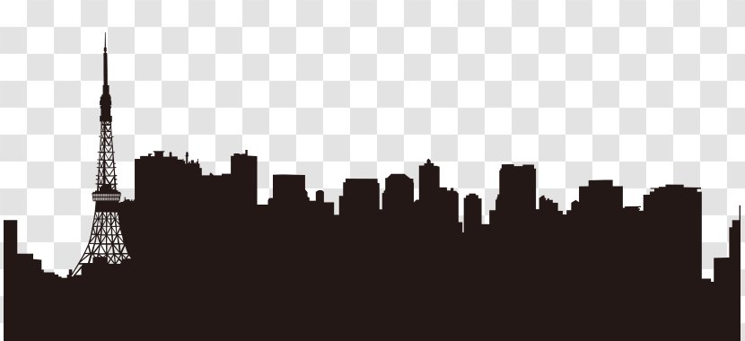 Tokyo Skyline Sticker Wall Decal - Silhouette Transparent PNG