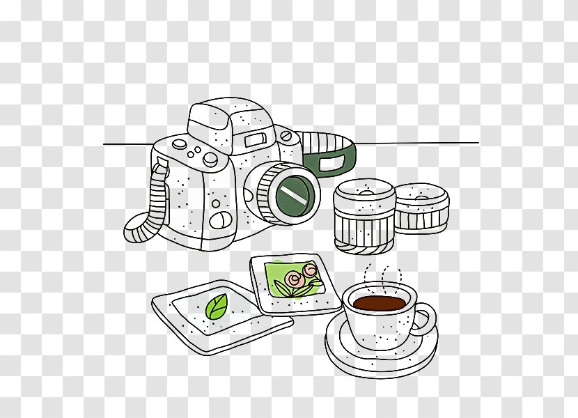 Table Line Art Cartoon Drawing Clip - Drinkware - Digital Cameras Transparent PNG